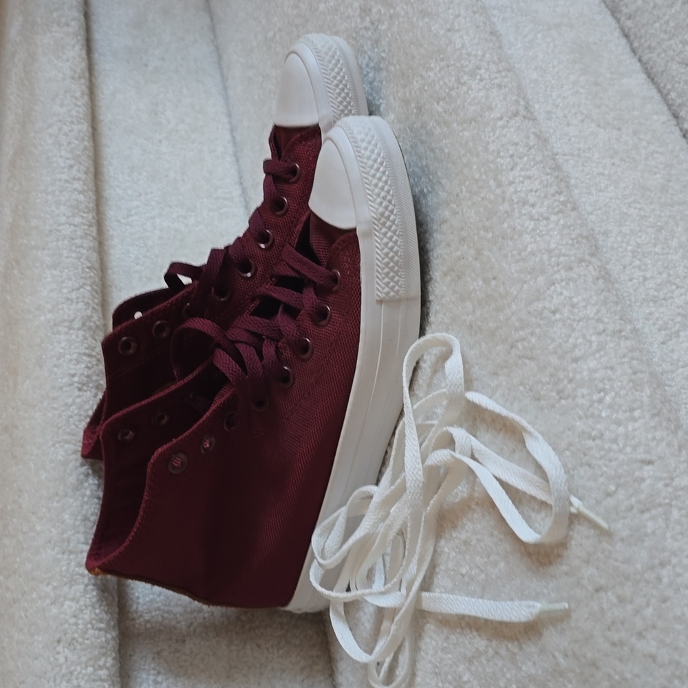 Women's Burgundy High-Top Converse All Star Sneakers - Picture 3 of 5